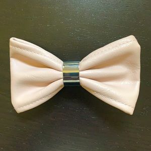 Leather like bow hair clip